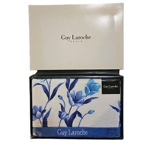 Guy Laroche Blue & White Floral Print Cotton Bath Towel - 60cm x 120cm